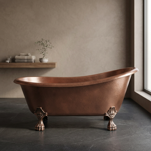 Baignoire autoportante ovale en cuivre antique, bain de luxe moderne en métal, spa pour adultes - Product Image 3