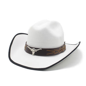 Chapeaux de cowboy en feutre occidental à la mode, vente en gros, chapeau de cowboy blanc à large bord, chapeau de cowboy vintage pour femmes et hommes, vente à prix réduit - Product Image 6