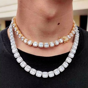 Colgante de Moissanita Sólida Geométrica VVS1 en Forma de Cubo de Azúcar, Plata de Ley 925, Collar con Bloque Cuadrado Multiplano Brillante y Engastado - Product Image 2