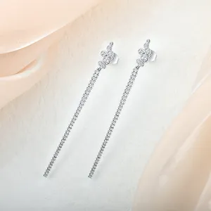 Luxury Jewelry Full Rhinestone Crystal Tassel Earrings Shiny Dangle Drop Earrings With Wedding Party