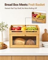 Boîte à pain en bambou à 2 niveaux, conteneur de rangement de cuisine, préservation de la fraîcheur, fait main, moderne, corbeille à fruits en bois, organisateur