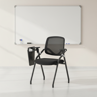 Chaise de formation moderne pour étudiants avec roulettes, accoudoirs réglables et pliables, mobilier de bureau et d'étude en maille, vente directe usine