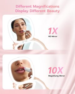 Miroir de maquillage portable avec éclairage LED, double face, grossissant et pliable - Product Image 2