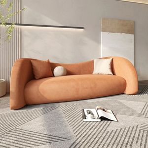 Ensemble de canapés en cuir au design <span class=keywords><strong>scandinave</strong></span> moderne pour la maison et la réception, simple, avec rembourrage en éponge courbé, pour petits appartements, en cuir synthétique - Product Image 5