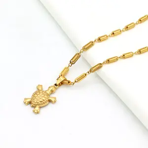 Schattige Schildpad Diervormige Gepersonaliseerde Mode Sieraden 18K Goud Roestvrij Staal Ketting