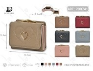 Portafoglio da donna in PU a tre ante, di piccole dimensioni, con decorazione a cuore, per uso quotidiano - Product Image 1