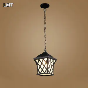 Loft Retro Gangpad Tuinhuisje Binnenplaats Metalen Kooi Hanglamp IP65 Waterdichte Outdoor Tuin Lamp