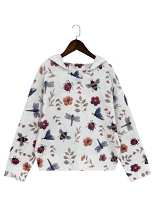 Maglione da donna con cappuccio e grafica floreale a farfalla e ape, 2026, stile Cottagecore, girocollo, a maniche lunghe, in maglia grossa a trecce con fiori - Product Image 3