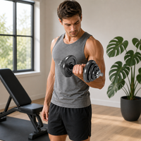 Ensemble d'haltères réglables en fonte, 20 kg, avec poignée antidérapante, pour entraînement de force à domicile, équipement de fitness