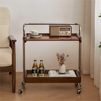 Meuble de salon moderne de style nordique en bois massif, chariot de rangement mobile, table d'appoint à pousser pour appartement et salle à manger