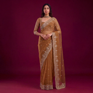 Ensemble indien pakistanais en tulle brodé pour femmes, avec dupatta en crêpe, pour mariage, fête, Diwali - Product Image 1