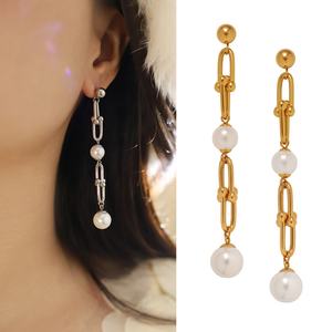 Simple Gold Beads <b>Stud</b> Tiny Imitation Round Pearl <b>Small</b> <b>Earrings</b> Stainless Steel 18k Gold Tarnish Free Jewelry for Girls - Product Image 1