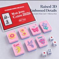 Jeu de Mahjong et de Poker Américain Imprimé en 3D Écologique et Durable, Motif Floral Papillon Rose, Mini Tuiles de Voyage pour Usage Domestique ou en Casino