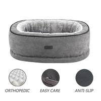 Grand Lit Ergonomique Amovible pour Chien Lavé à la Machine, Nid en Peluche avec Mousse à Mémoire Respirante, Oeuf en Mousse, Motif Animal Solide, Chats