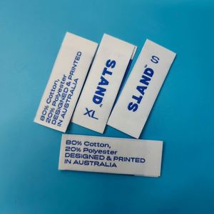 Étiquettes tissées de luxe pour vêtements, étiquettes de taille pliées au centre, prix de gros usine, pour T-shirts - Product Image 2