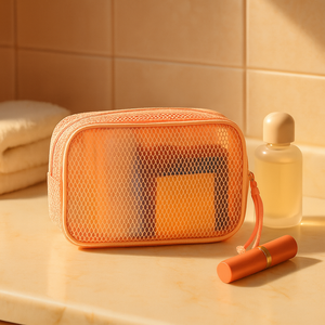 Sac de voyage portable pour maquillage et cosmétiques, grande capacité, fermeture éclair, tissu en maille écologique - Product Image 3