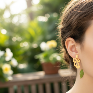 22k Gold Trendy Leaf Design Plain <b>Stud</b> <b>Silver</b> Earrings Handcrafted Wholesale 925 Sterling <b>Silver</b> Jewelry - Product Image 3