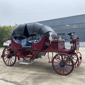Calèche royale à 4 roues pour mariage, transport spécial pour visites touristiques, chariot de princesse rouge convertible - Product Image 1