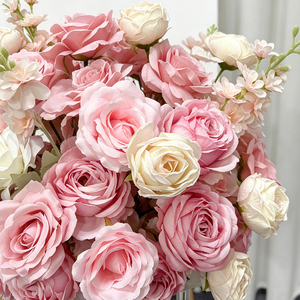 Full Oval Blush Pink Ivory Blooms Faux Floral Swag Wedding Entrance Welcome Sign Decor - Product Image 3