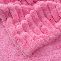 Plaid en fausse fourrure Sherpa à rayures roses, luxueux, confortable, doux pour la peau, réversible, thermique, lavable, personnalisable, pour la maison et la literie