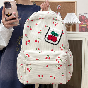 Sac à dos polyvalent rétro pour femme, style coréen inspiré d'Instagram, nouvelle collection printemps 2026, avec fermeture éclair <span class=keywords><strong>cerise</strong></span> mignonne - Product Image 1