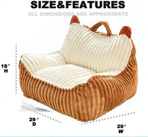 Factory Kids Bean Bag Sofa with Shredded Foam Filler for Boys and Girls Soft Corduroy Fabric Floor Chair for Gaming <b>Reading</b> - Product Image 6