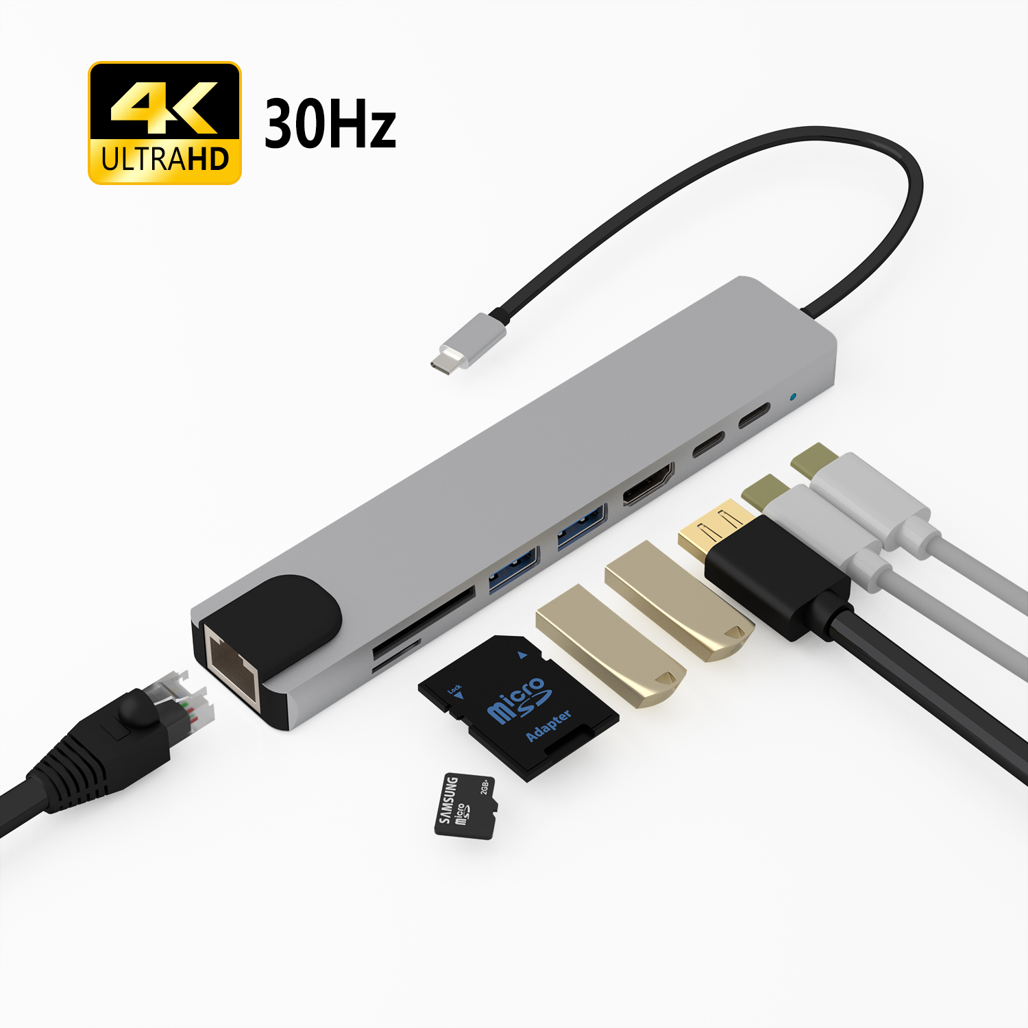 Usb-концентратор типа C 8 в 1, многофункциональный адаптер для Macbook Pro и Type C для ноутбуков на Windows/