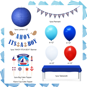 Nicro-ensemble de décorations pour premier <span class=keywords><strong>anniversaire</strong></span> de bébé, thème océ<span class=keywords><strong>an</strong></span> nautique, ancre marin, décorations, fournitures de fête prénatale, pour garçons, - Product Image 2