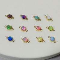 Vente en gros d'usine, bijoux en opale synthétique tendance, connecteurs, breloques en or 14 carats