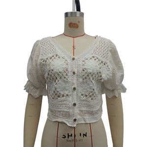 Cárdigan Elegante de <span class=keywords><strong>Mujer</strong></span> 2026, de Manga Corta, Tejido de Encaje <span class=keywords><strong>Calado</strong></span>, con Logotipo Delgado en la Parte Delantera, Suéteres Elegantes para <span class=keywords><strong>Mujer</strong></span> - Product Image 2