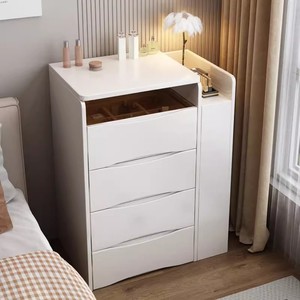 Tocador moderno minimalista con espejo iluminado abatible y gabinete de almacenamiento multifuncional para dormitorio - Product Image 2