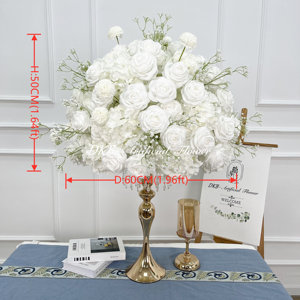 ลูกบอลดอกไม้ปลอมขนาด60ซม. ทำจากดอกกุหลาบสีขาวประดิษฐ์จาก2024 - Product Image 2