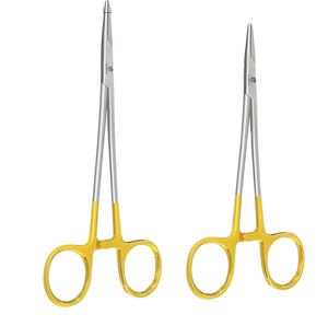 TC Mayo Hegar Needle/Suture Holder Driver BA0021 Handheld Reusable Stainless Steel Inserts Gold <b>Rings</b> Cutting By Blush Surgical - Product Image 1