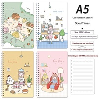 Carnet à spirale A5 Kawaii, carnet d'exercices mignon à motifs de dessins animés, papier ligné, bloc-notes pour étudiants, agenda, fournitures scolaires et de bureau