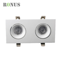 Projecteur de projet d'hôtel antiéblouissant rectangulaire à trois têtes 12W * 3 LED lumière encastrée COB Grille Downlight