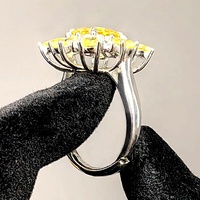 Nouveau luxe 925 bague de Cocktail en argent Sterling Fine Glam plaqué rhodium Bling princesse coupe jaune pierre précieuse bague de mariage romantique