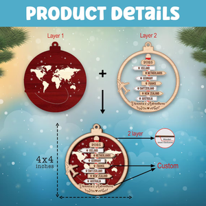 Regalo de Navidad de Pafu, adorno de aventura de viaje personalizado, adorno de destino de viaje personalizado, regalo de viaje para parejas - Product Image 5