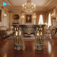 Sculpture en bronze européenne de luxe, base de table, style baroque antique, travail de sculpture en spirale, table basse pour salon royal et décoration de villa
