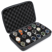 Boîte de rangement pour montres EVA 18 emplacements avec mousse, logo personnalisé, boîte de présentation de luxe, durable et antichoc, organiseur de montres portable pour hommes