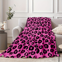 Usine personnalisé en gros doux et chaud rose imprimé léopard flanelle polaire jeter couverture pour canapé canapé