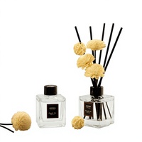 Nouveau diffuseur de parfum d'ambiance sans flamme à bâtonnets, lavande, 150 ml, design floral cubique, 90-120 jours