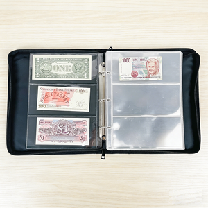 Carpeta de Colección de Billetes con Cubierta de PU Negra Personalizada al por Mayor, con 3 Ranuras, para Almacenamiento de Monedas Conmemorativas - Product Image 1