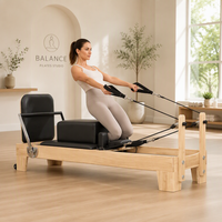 JOHOOFURNITURE Tempat Tidur Pilates Reformer Kayu Karet Dapat Disesuaikan Tahan Lama Peralatan Kebugaran Studio Pilates Grosir Langsung dari Pabrik