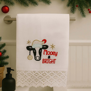 Toalla de mano de lino Mooey and Bright, toalla de mano navideña estilo rústico, decoración absorbente de lino y algodón para cocina y baño - Product Image 1