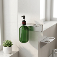 Distributeur de savon mural moderne et minimaliste en acier inoxydable brossé – Support pour 1/2/3 bouteilles de savon liquide, shampoing, liquide vaisselle