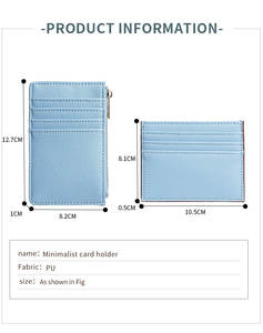 Portefeuille fin en cuir de luxe pour femmes, couleur unie, avec porte-cartes RFID, poche zippée, étui à cartes - Product Image 4