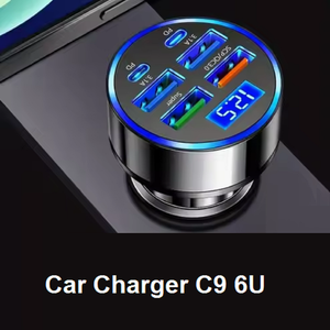 हॉटसेल डिजिटल कार चार्जर c9 6u 24w 12.5 डिजिटल सुपर चार्जर ब्लैक बॉक्स पैकेज - Product Image 5