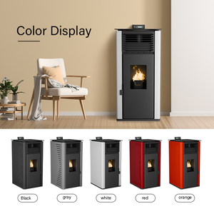 Stufa a <span class=keywords><strong>Pellet</strong></span> in Acciaio PANSEE PS-60A, Caminetto a Biomassa con Telecomando, Design Moderno per Uso Interno nel Soggiorno - Product Image 2