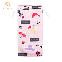 Pochette en microfibre personnalisée avec logo répétitif, sac de rangement pour lunettes à cordon, emballage en vrac pour lunettes optiques