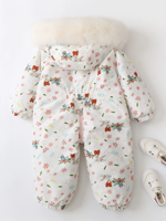 Combinaison à capuche pour bébé, hiver, doublure polaire épaisse, manches longues, garniture en fausse fourrure, fermeture éclair, design respirant, mitaines